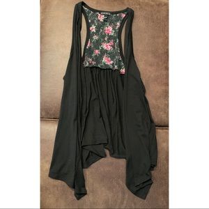Lacey Flowery Black Vest